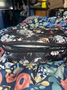 Floral Black Travel Cosmetic Case